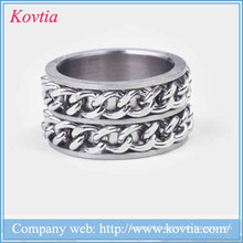 New arrival titanium steel double iron chain ring steel jewelry 2015